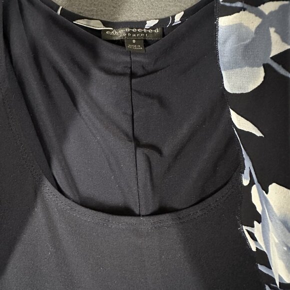 Connected Apparel Dress Womens 8 Floral Overlay Chiffon Midi Cape Sleeve Cocktai - Picture 5 of 10